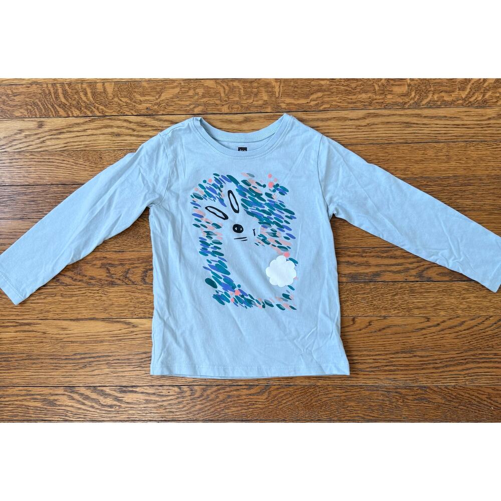 Tea Collection Girls' Blue Bunny Long Sleeve Shirt Size 3
